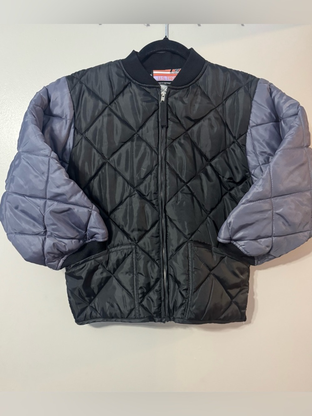 U.S. Trends Boys Quilted Puffer Bomber Jacket Black & Gray Size XL
